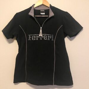 y2k Ferrari collared zip shirt